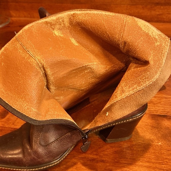 Vintage Desmo 90s classic brown weathered western leather boots bootie size US 7 - Picture 14 of 15